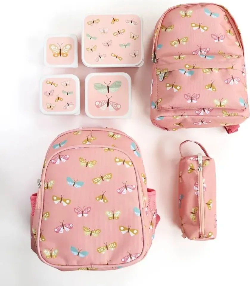 Sada 4 škatuliek na obed a desiatu motýliky