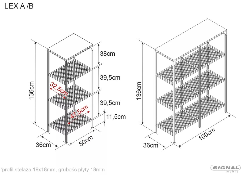 Regál Lex A 100 cm dub přírodní/černý
