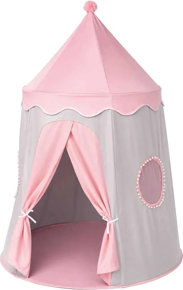 KIK Detský stan hrad tipi, skladací, ružovo-sivý