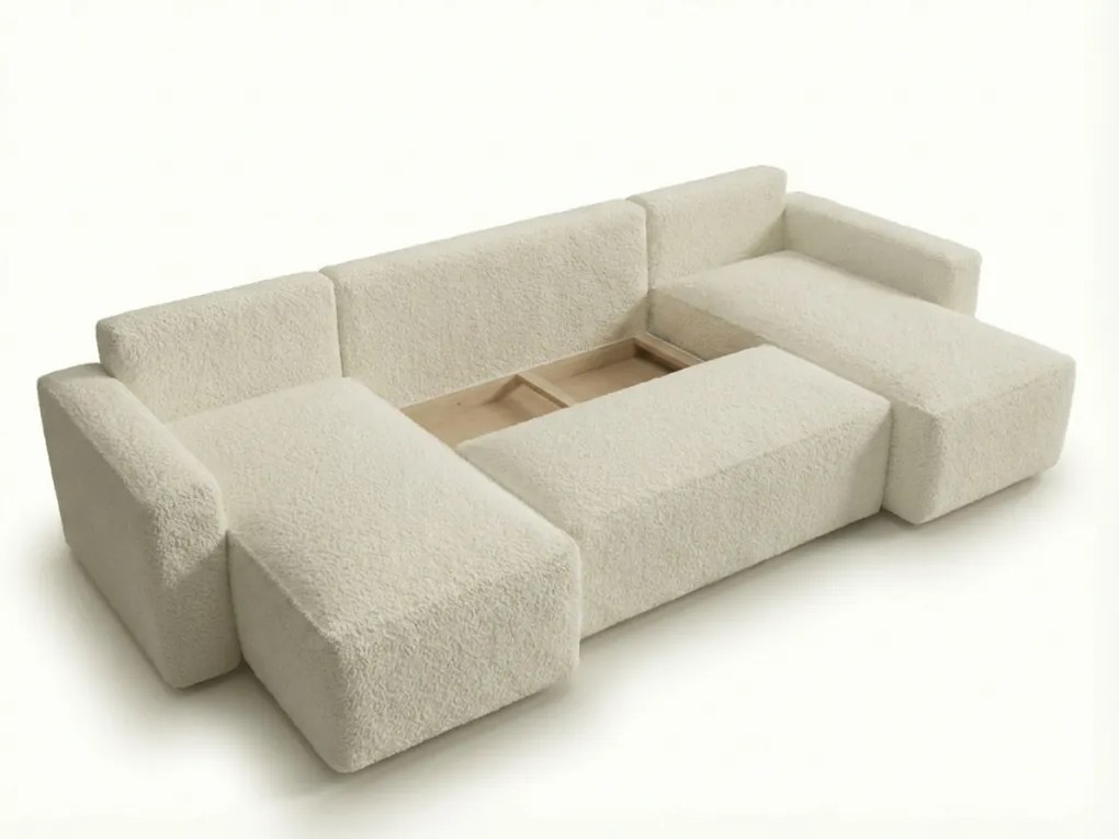 Rozkladacia sedacia súprava do U SMART BOUCLE 303x143 cm, tmavozelená