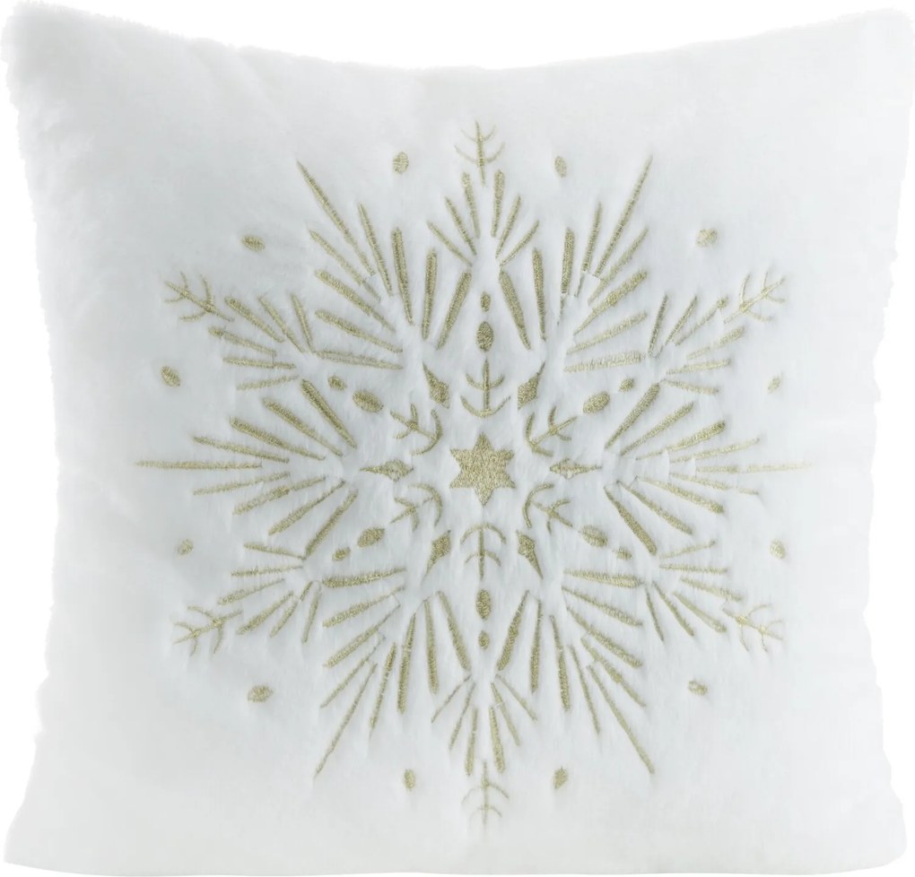 CHLPATÁ VIANOČNÁ DEKORAČNÁ OBLIEČKA NA VANKÚŠ SNOWFLAKE 45X45 CM BIELA
