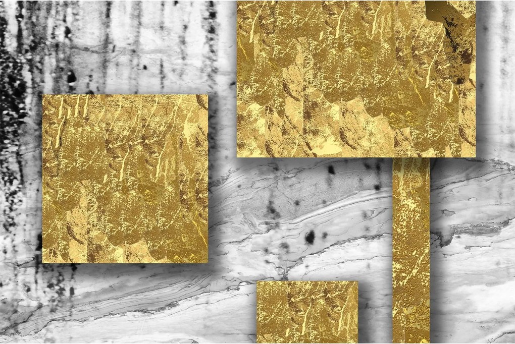 Obraz - Zlaté štvorce N⁰3 (90x60 cm)