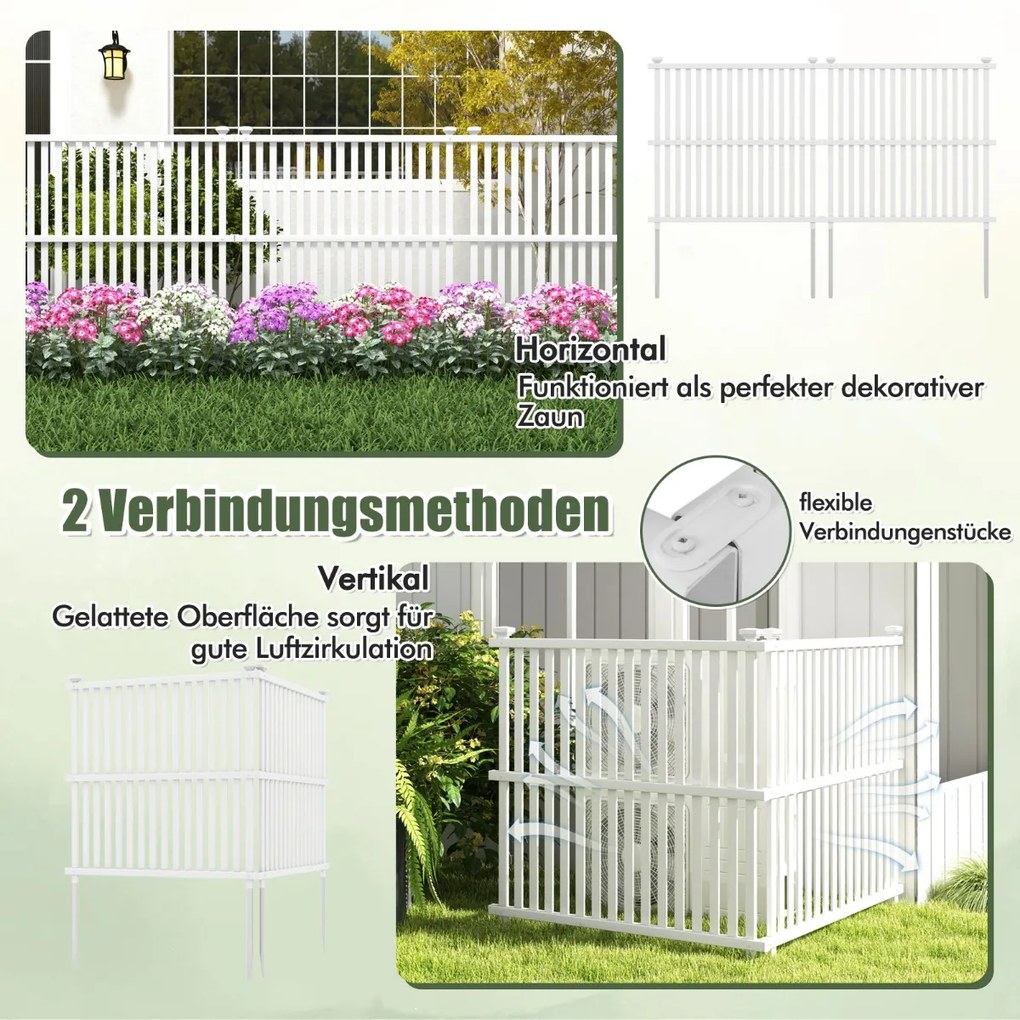 Záhradný plot 2-dielny 114 cm vysoký plot so stĺpikmi a ochrannými krytkami plot na ochranu súkromia biely