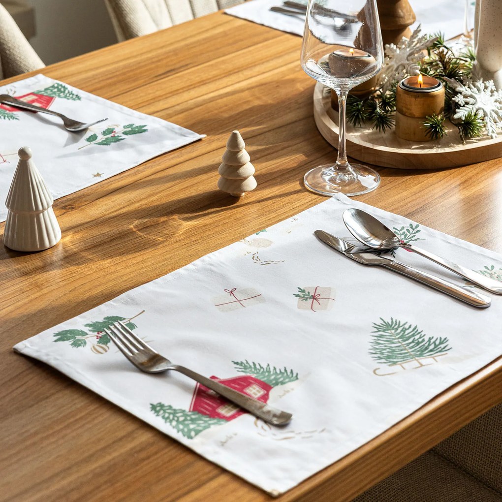 Goldea vianočné prestieranie na stôl z pevnej bavlny - tradičné vianoce - sada 2ks 30 x 40 cm