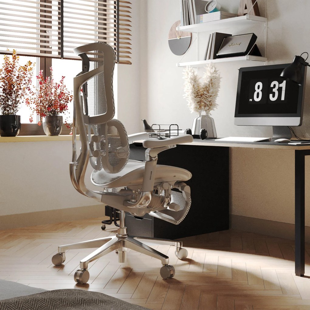 Ergonomická kancelárska stolička s podnožkou Premium Normal Size, sivá: Diablo V-Kinetic