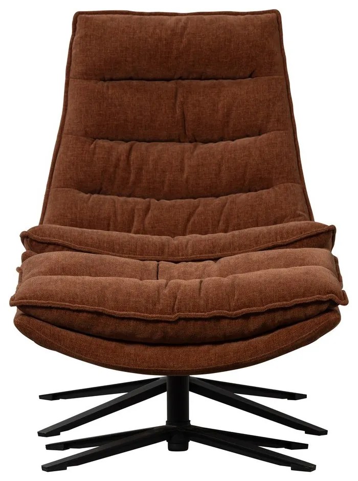 Hnedé otočné ženilkové kreslo s podnožkou Kube – WOOOD