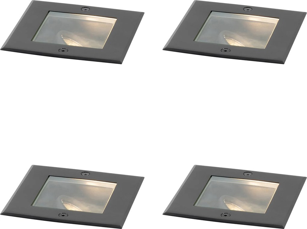 Sada 4 moderných zemných reflektorov čierna nastaviteľná IP65 - Oneon