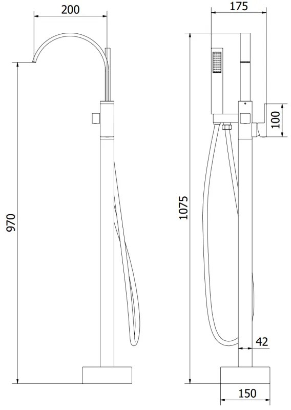 Mexen Veda, voľne stojaca vaňová batéria, zlatá lesklá, 75433-50