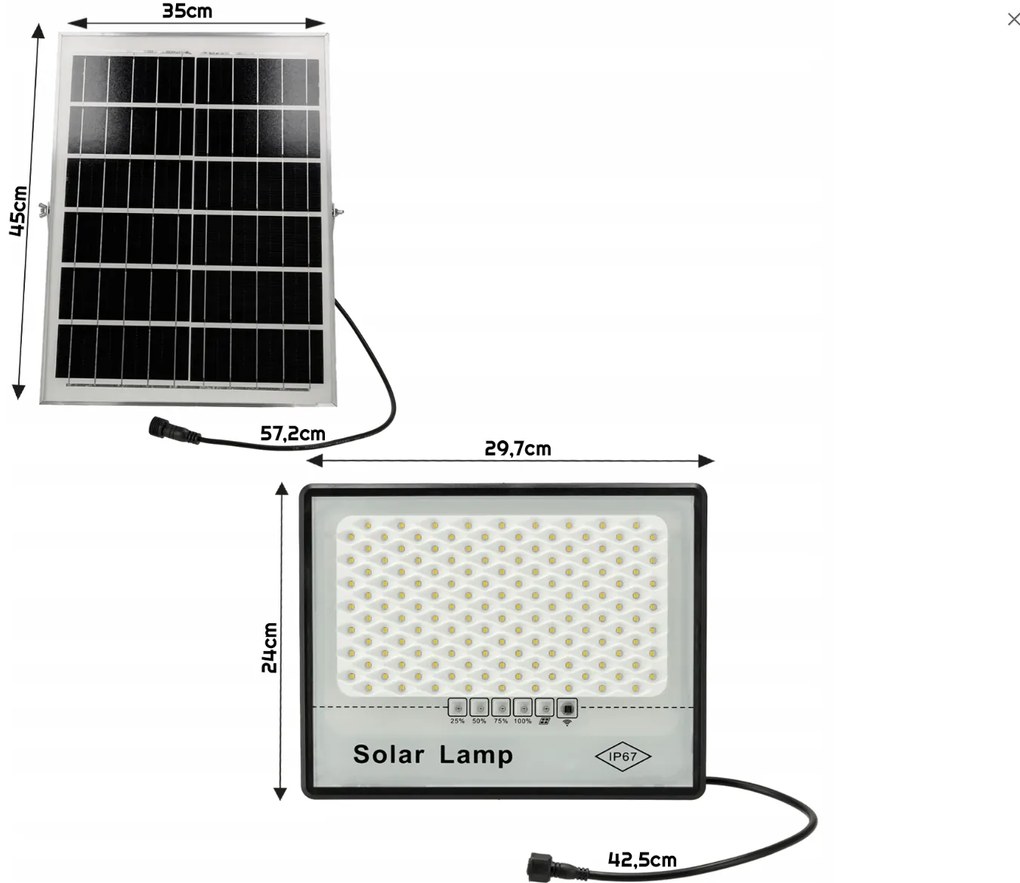 BERGE Solárne LED svietidlo DAKAR - 200W - PIR