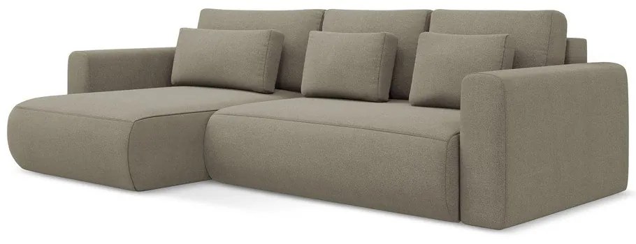 Svetlohnedá rozkladacia/s úložným priestorom rohová pohovka (ľavý roh/s leňoškou) Kapua – Makamii