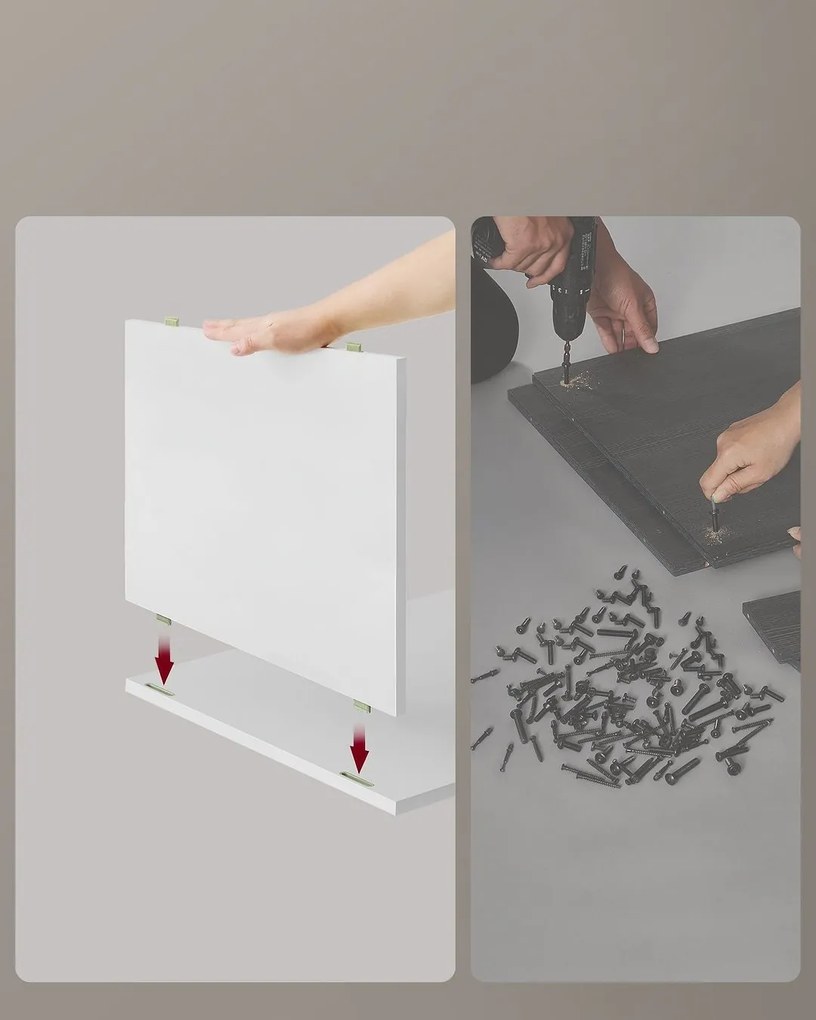 Sada 2 ks nočních stolků Vasagle Adar s nabíjecí stanicí bílá