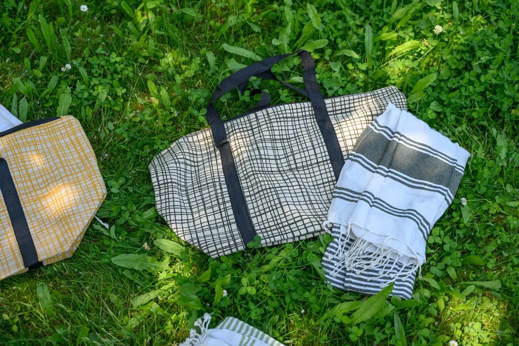 Štýlový set plážovej tašky + osušky HAMAM 75x150 cm, khaki