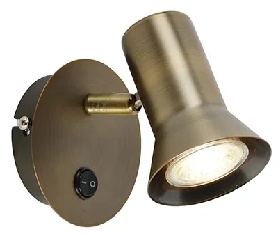 Inteligentný nástenný reflektor bronzový otočný a naklápací s vypínačom Vrátane Wifi GU10 50mm - Karin 1