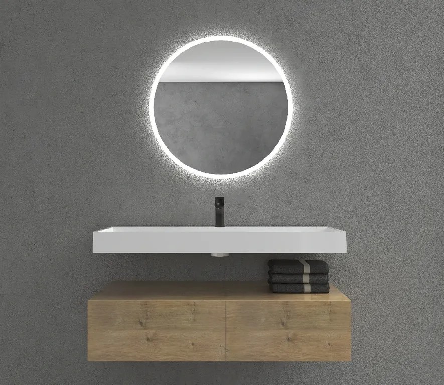 CERANO - Umývadlo z liateho mramoru Vita - nástenné aj na dosku - otvor pre batériu - biela matná - 120x46 cm, CER-CER-8050BD6941