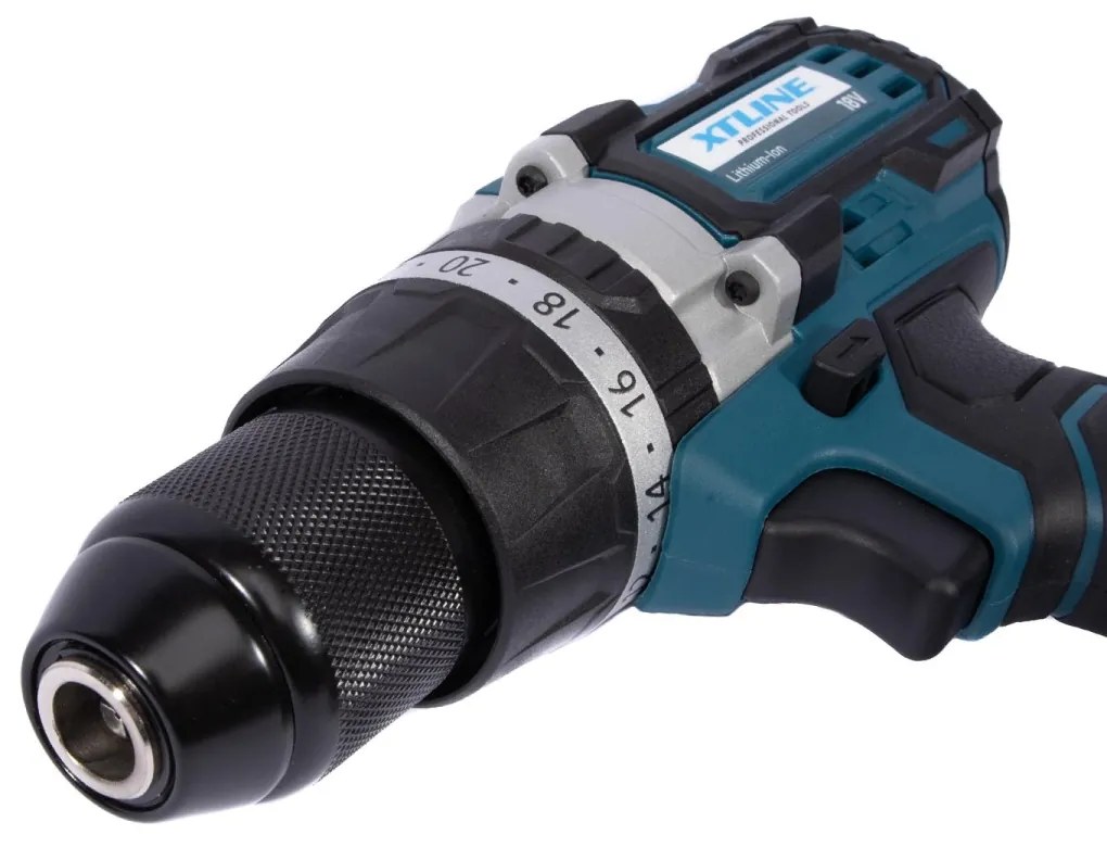 XTline Akumulátorová príklepová vŕtačka 18V + 2 batérie + nabíjačka 2,4A