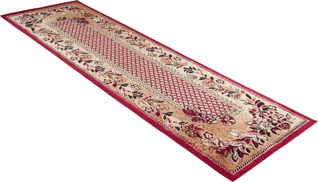 TA Koberec 7192B TMAVO BÉŽOVÁ ATLAS PP ČERVENÁ Rozmer: 70x200 cm