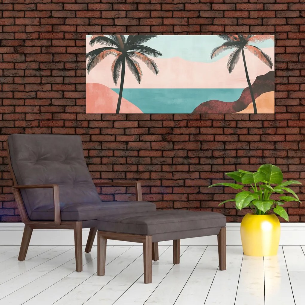 Obraz - Palmy pri mori (120x50 cm)
