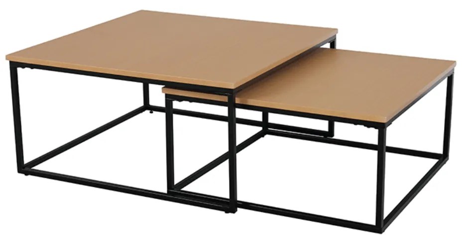 Konferenčné stolíky, set 2 ks, buk/čierna, KASTLER TYP 1