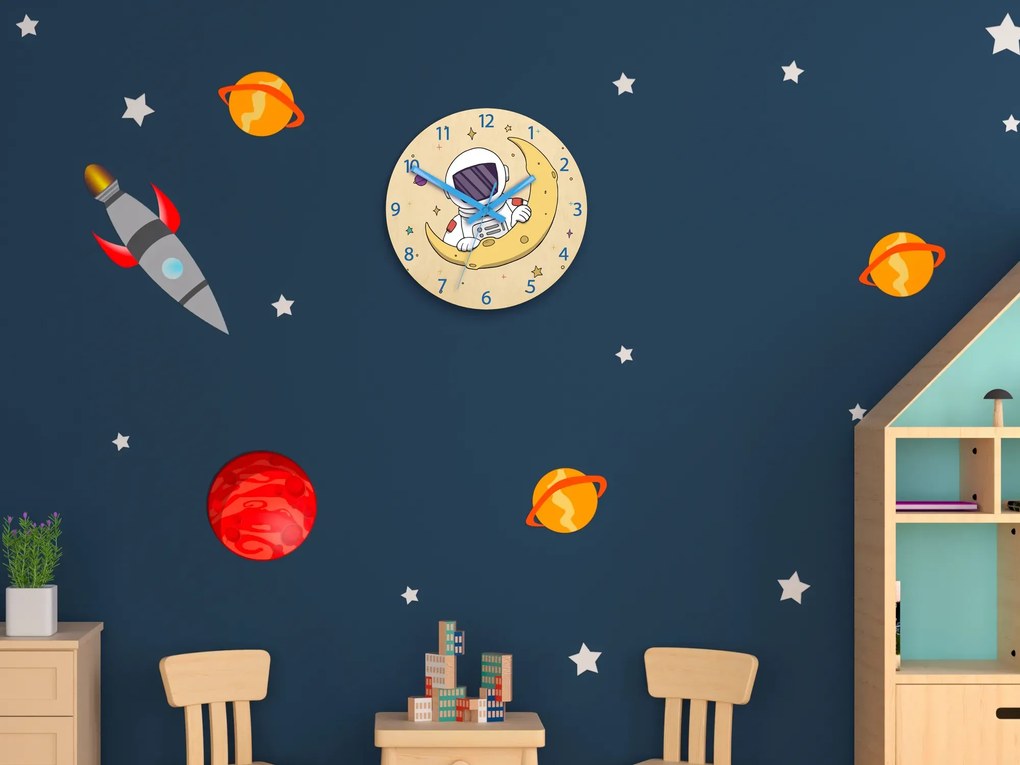 Detské nástenné hodiny Ami Astronaut 30 cm viacfarebné
