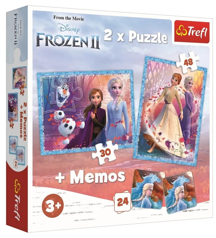 Trefl detské puzzle Ľadové kráľovstvo 2x puzzle + memo