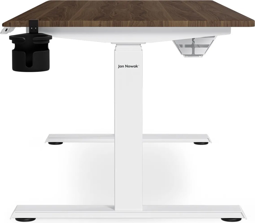 Elektrický stôl s nastaviteľnou výškou ergonomický biely/orech,1400x700 mm: ARIA