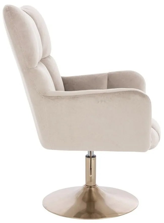 LuxuryForm DESIGN Otočné kreslo AURORA VELUR na zlatom tanieri - latte