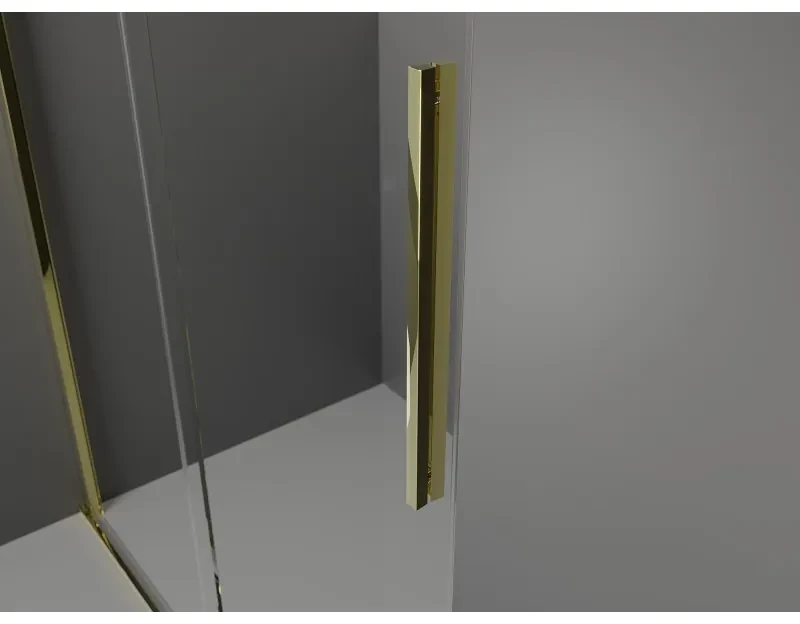 Mexen Velar L, sprchový kút s posuvnými dverami 90 x 110 cm, 8mm šedé sklo, zlatá lesklá, 871-090-110-43-50