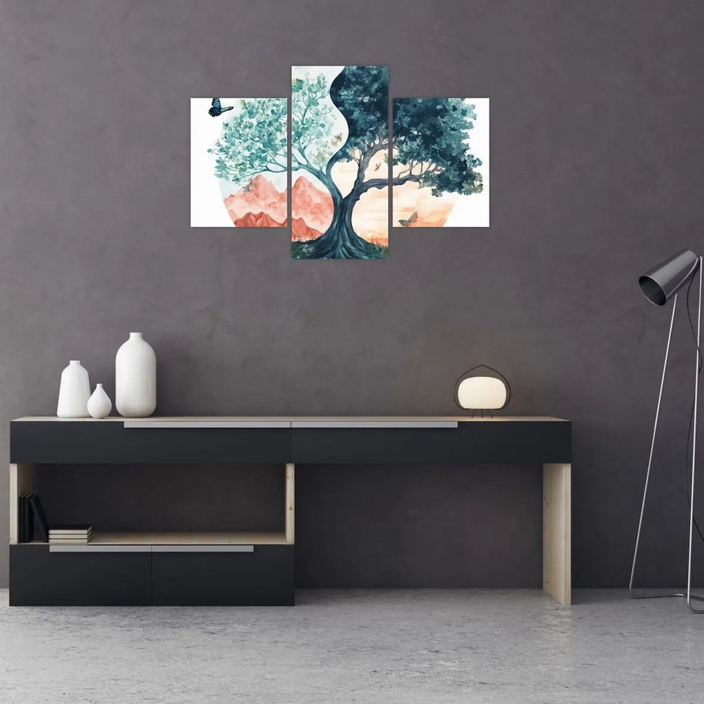 Obraz – Akvarelový strom plný života (90x60 cm)