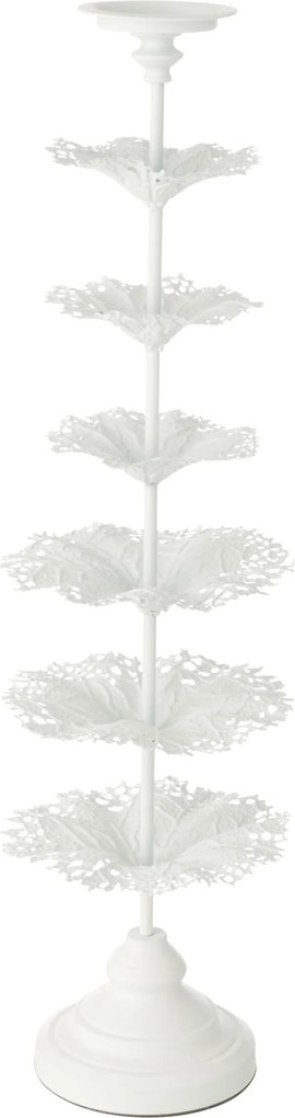 Biely kovový svietnik v tvare stromčeka Tree Flower L – 22*22*79,5 cm