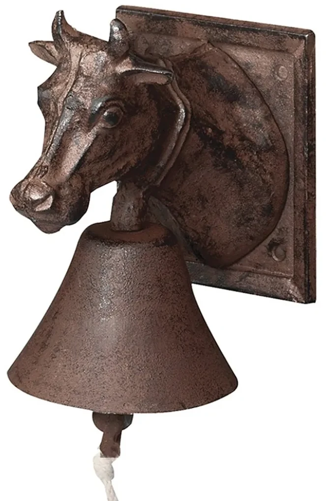 Záhradný zvonček Cow, 18x12 cm, liatina, hnedá