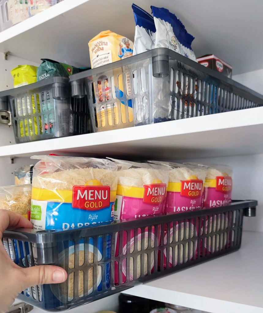 Úložný kôš, box a organizér extra hlboký 50 cm x 20 cm INVA, sivý