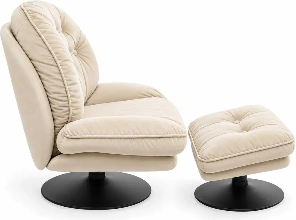 LuxuryForm DESIGN Otočné kreslo LUNA s podnožkou - krémové