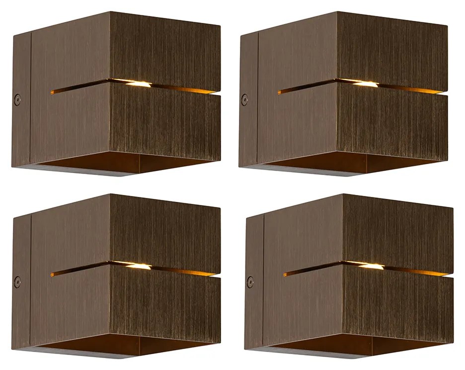Sada 4 inteligentných nástenných svietidiel tmavo bronzové 9,7 cm vrátane WiFi G9 - Transfer Groove