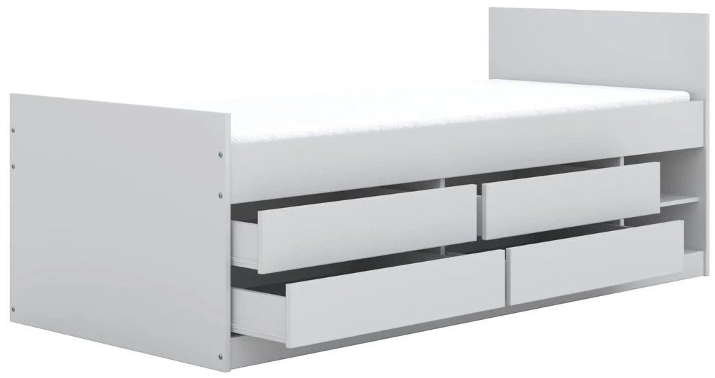 Detská posteľ LEON so šuplíkmi - 200x90 cm - biela