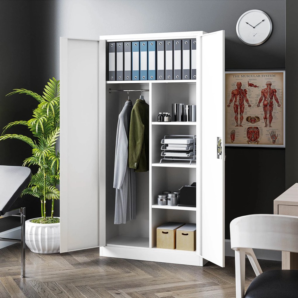 Biela uzamykateľná upratovacia skriňa DAWID 900 x 1850 x 450 mm