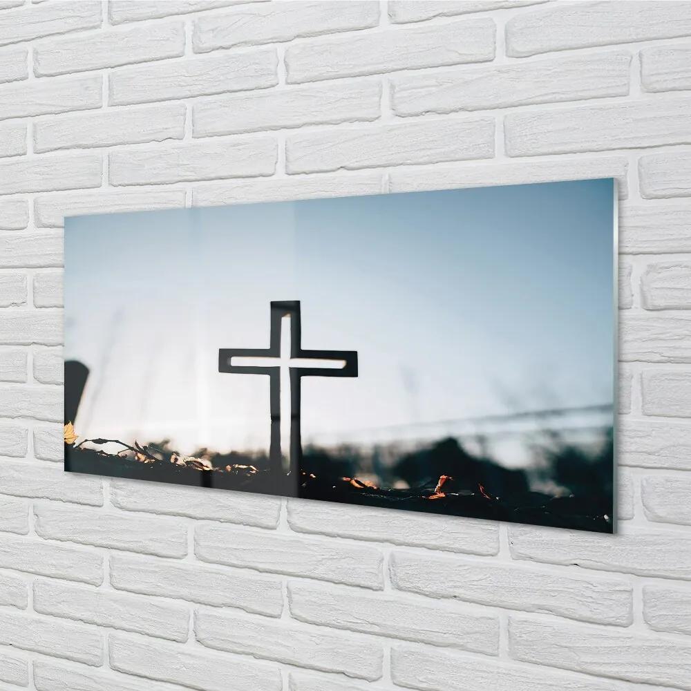 Sklenený obraz kríž 120x60 cm