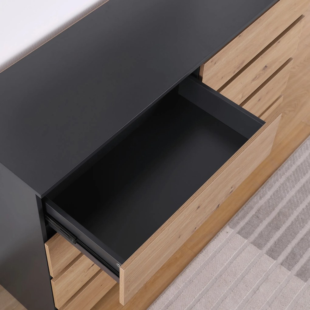 Komoda Houseland Malwax 01 dub artisan/antracitovo sivá