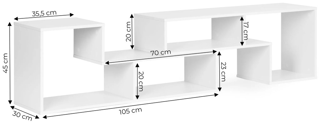 Moderná modulárna geometrická knižnica, so 4 policami, ModernHome