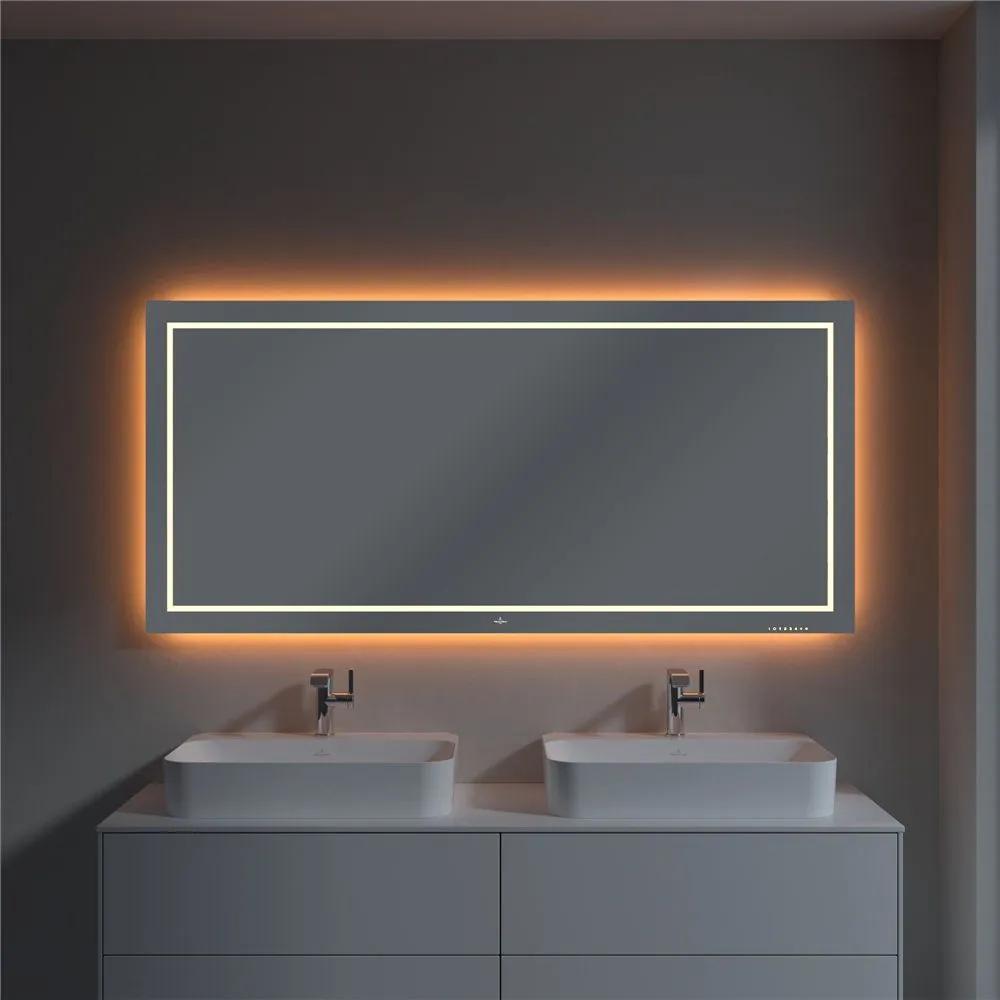 VILLEROY &amp; BOCH Finion zrkadlo s LED osvetlením (so stenovými svietidlami), 1600 x 45 x 750 mm, G6001600