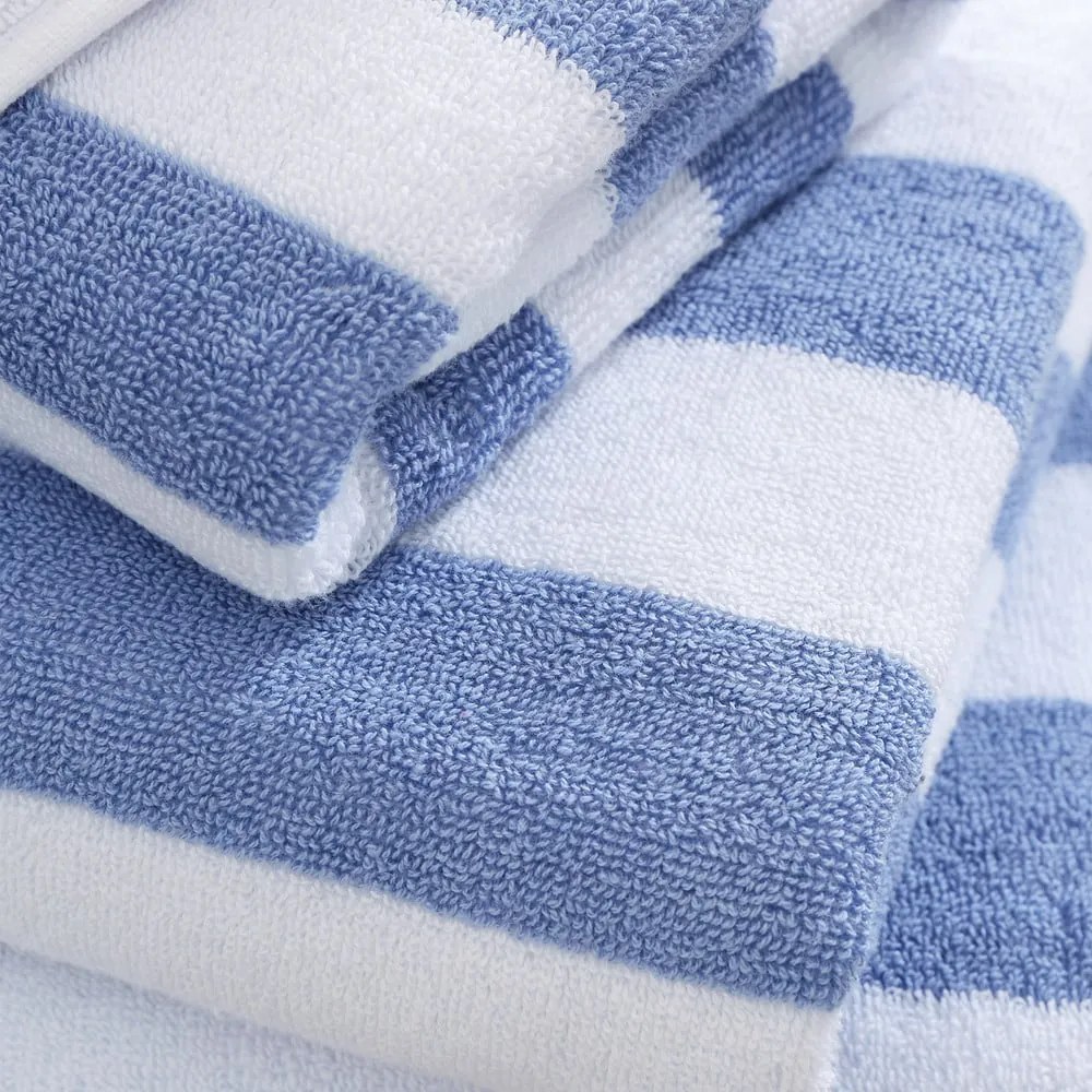 Biela/modrá bavlnená osuška 70x120 cm Stripe Jacquard – Bianca