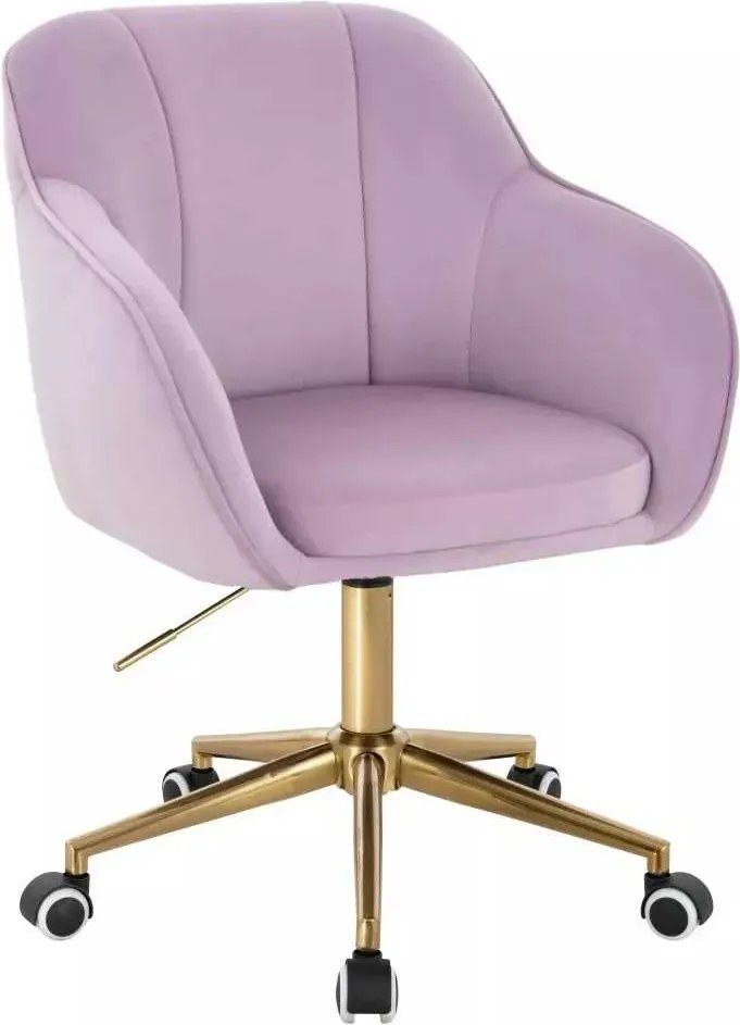 LuxuryForm DESIGN Stolička AVOLA VELUR na zlatej podstave s kolieskami - levanduľa