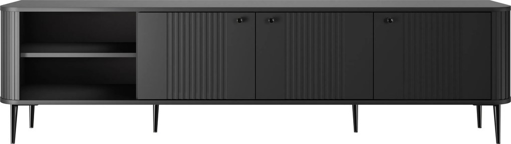 TV skrinka Vesper 3D 187 cm - čierna / čierne nohy