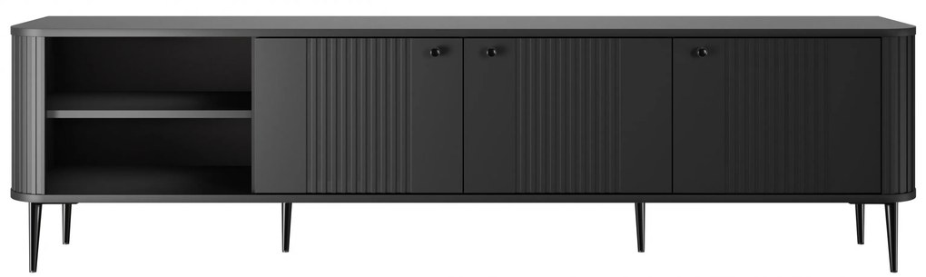 TV stolík Vespera 3D 187 cm - čierna / čierne nožičky