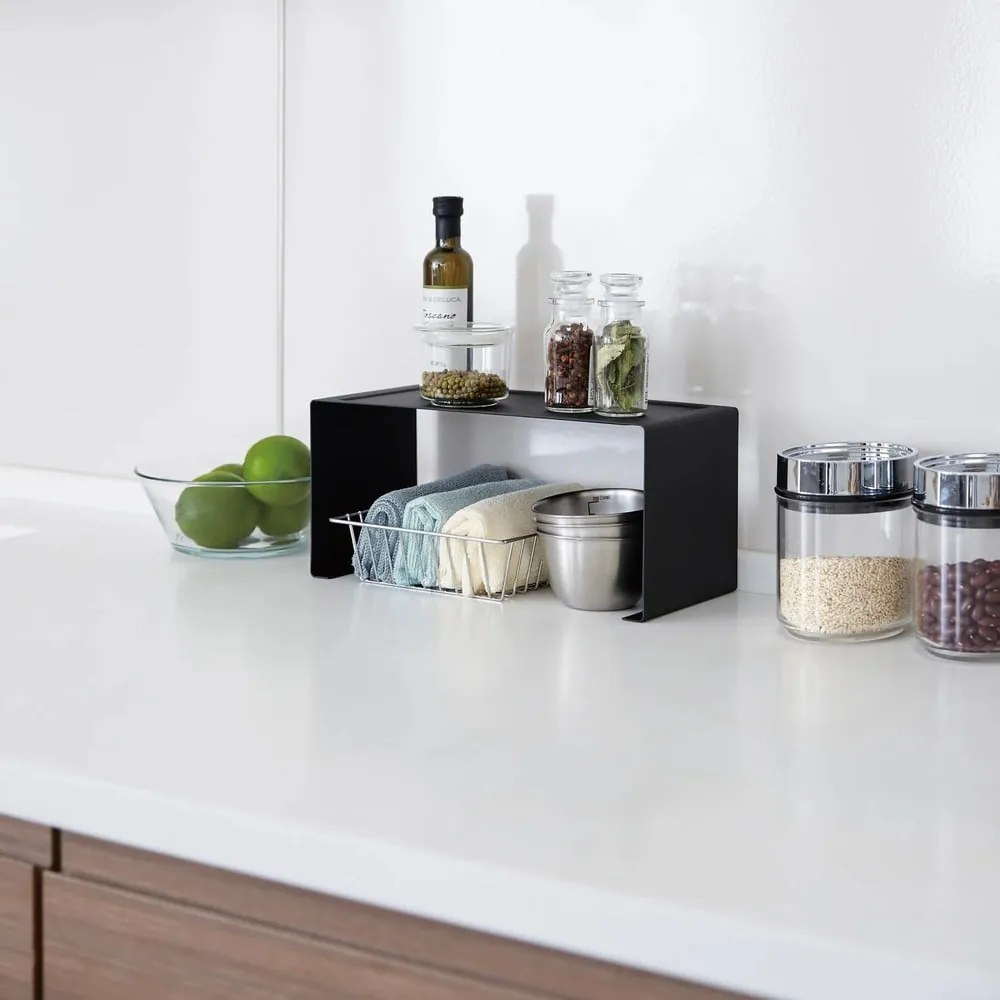 Čierna kovová prídavná polička 30,5x14 cm Tower – YAMAZAKI