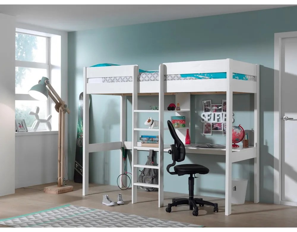Biela vyvýšená detská posteľ 90x200 cm Pino - Vipack