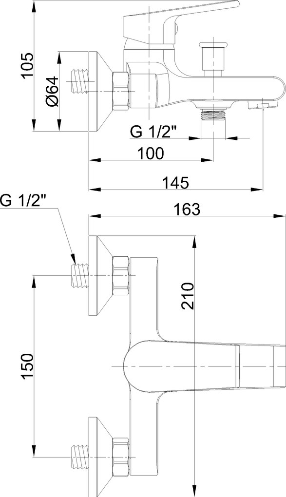 Invena Kalon, vaňová batéria, 150mm, chrómová, INV-BW-42-001-X