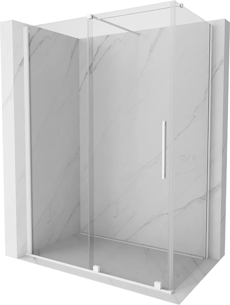 Mexen Velar, sprchový kút s posuvnými dverami 140(dvere) x 70(stena) cm, 8mm číre sklo, biela, 871-140-070-01-20