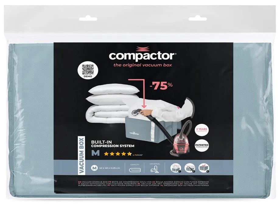 Vákuový plastový úložný box na oblečenie 42x40x25 cm Blue Edition – Compactor