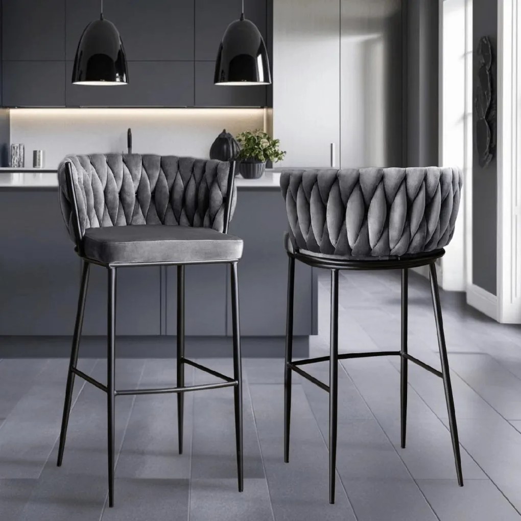 PROXIMA.store - Luxusná barová stolička FLORES FARBA: modrá, FARBA NÔH: čierna