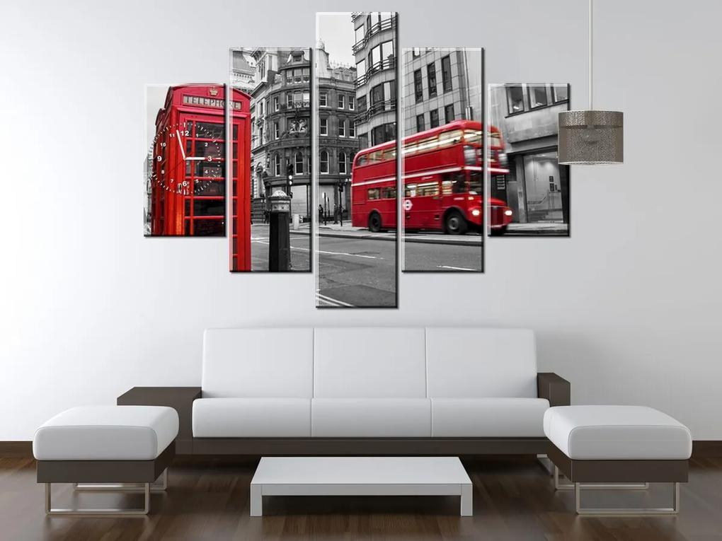 Gario Obraz s hodinami Telefónna búdka v Londýne UK Veľkosť: 150 x 105 cm